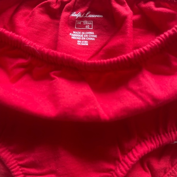 NWT Ralph Lauren Red Velour Embroidered Hand Smocked Dress & Bloomers Infant 3M - Picture 10 of 15